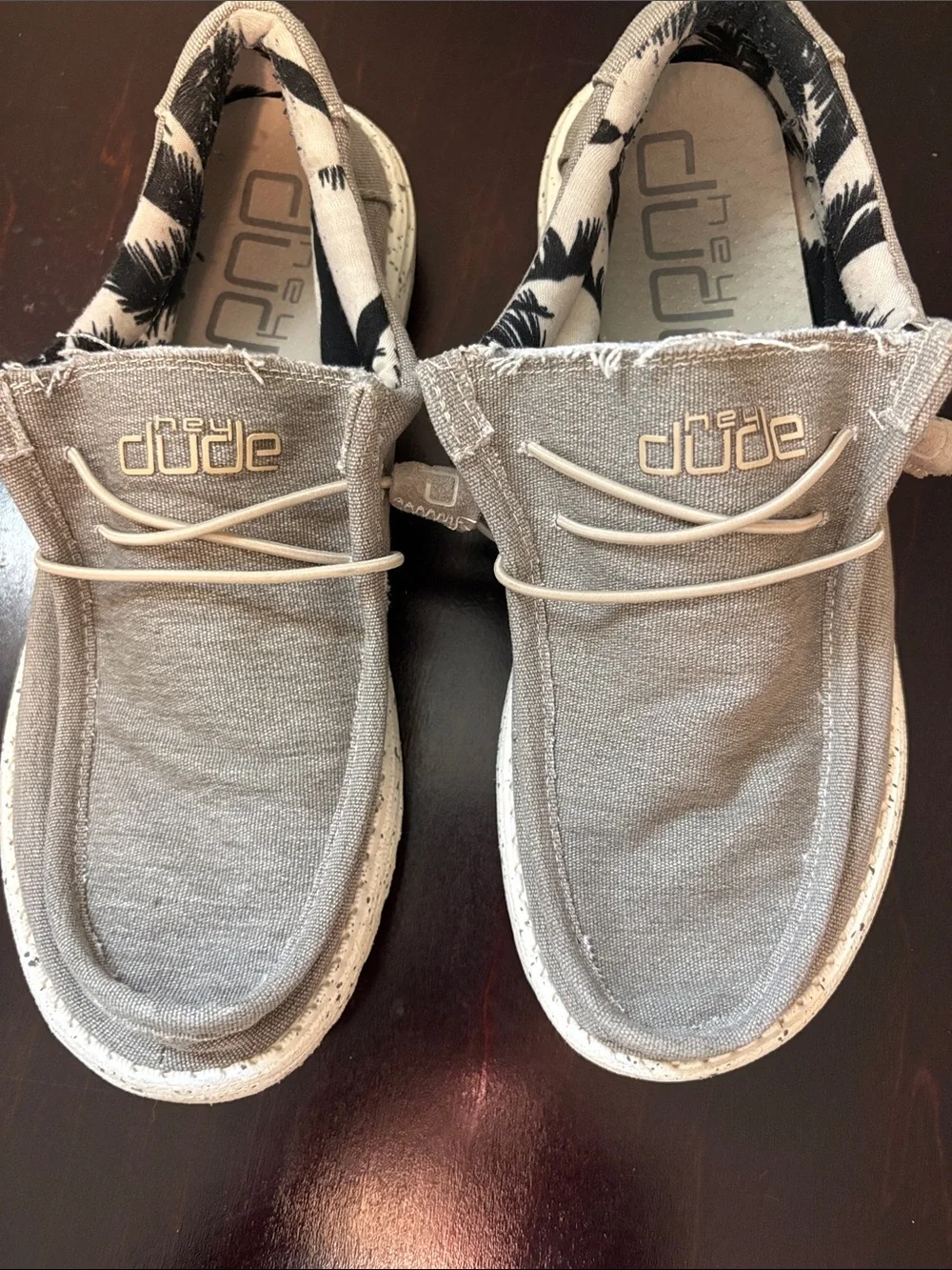 Hey Dude Men's Wally Slip-On Loafers in Light Beige with Cream Accents - Size 8